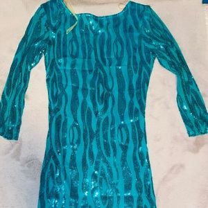 Teal sequin dress